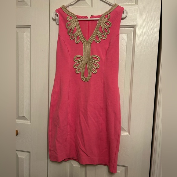 Lilly Pulitzer Dresses & Skirts - Lily Pulitzer Pink Gold Soutache Embroidery Embellished Janice Shift Dress M